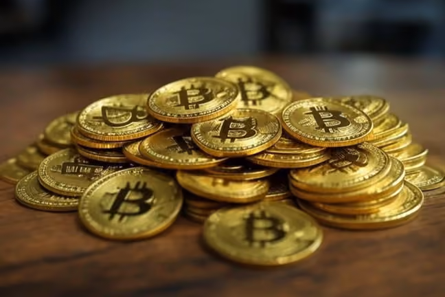 Un montón de monedas de Bitcoin